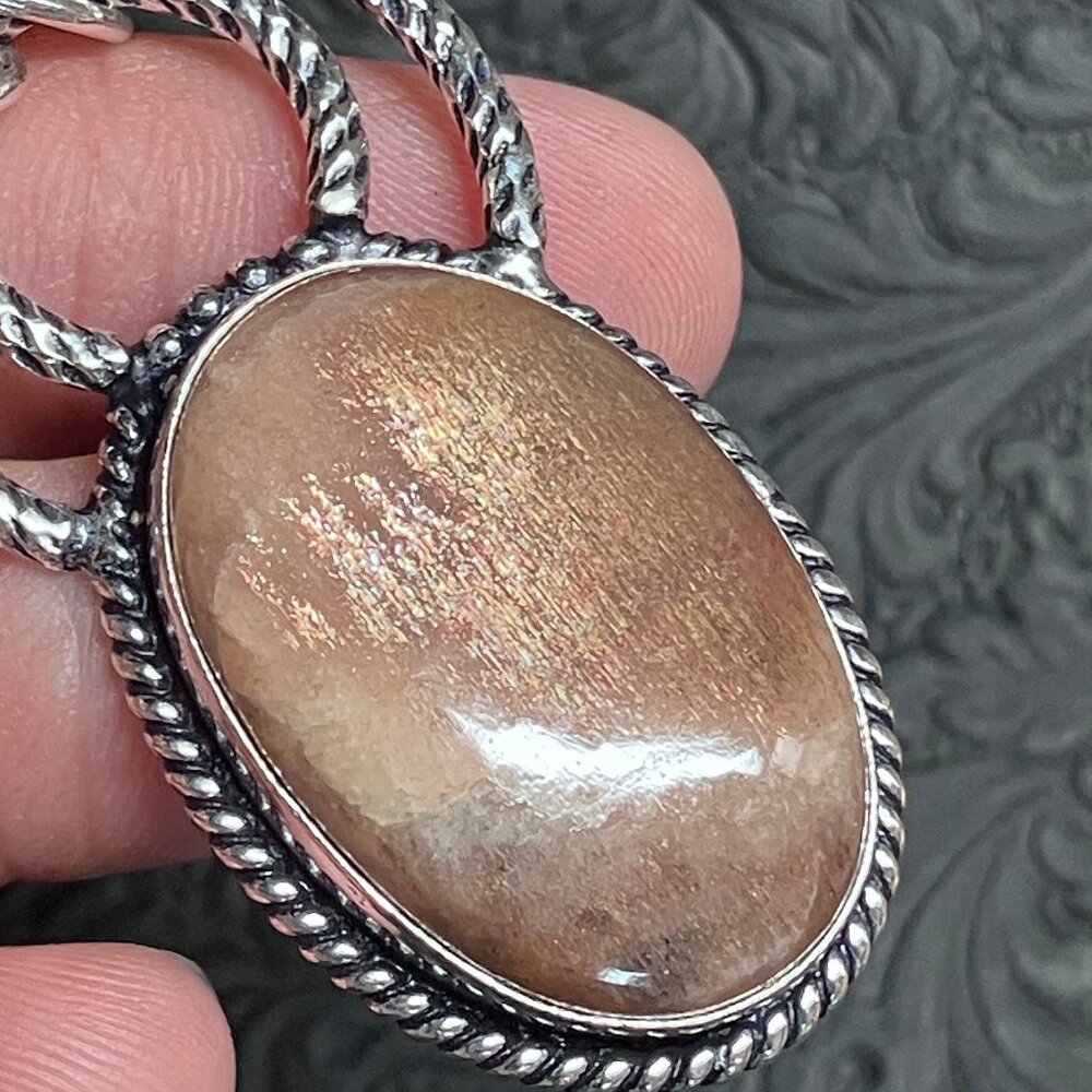 Moonstone With Sunstone Pendant Stone Crystal Jewelry View 3